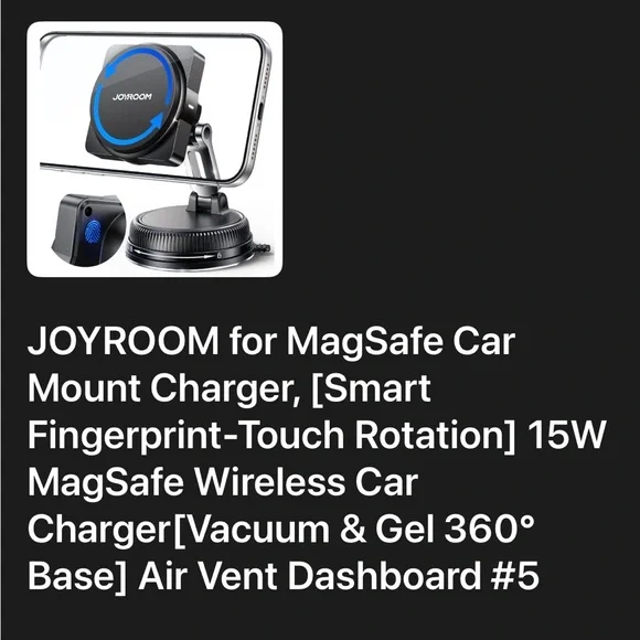 Magnetic Car Phone Mount & Charger with 360° Rotation - Picture 2 of 2